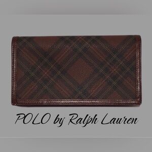 NWOT Vintage POLO RALPH LAUREN Stewart Tartan Plaid, Slim Wallet, Leather